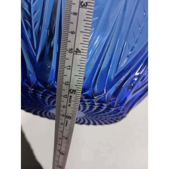 Vintage Avon Royal Saphire Cobalt Blue Glass Etched Round Serving Salad Bowl - Picture 10 of 10